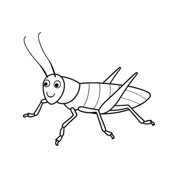 black and white cartoon cricket