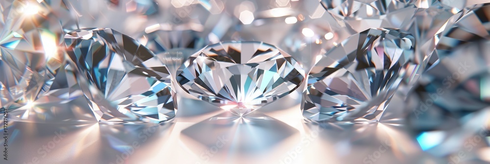 Poster intricate patterns and sparkling reflections of diamond in close-up, resembling a kaleidoscope. phot