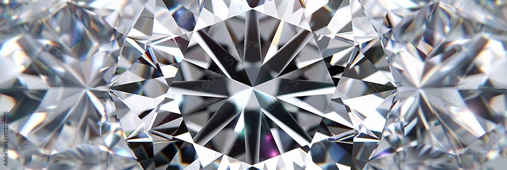 Poster close-up of diamond's intricate patterns and sparkling reflections, creating a kaleidoscope-like eff
