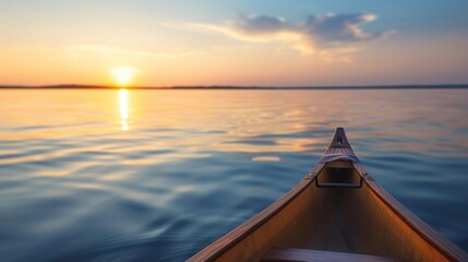 Serene Sunset Scene with Canoe