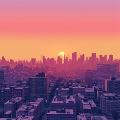 Fototapeta premium Glowing Cityscape: Real Estate Website Background