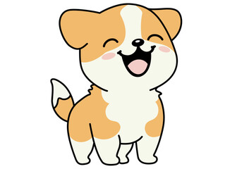 A cute corgi dog cartoon vector icon illustration, cartoon dog vector, Cartoon happy little drawn animals, Cartoon Kawaii Puppy Illustration