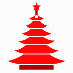 mix of pagoda and Christmas tree, one detail icon silhouette vector art illustration