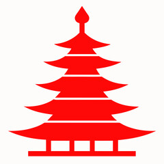 mix of pagoda and Christmas tree, one detail icon silhouette vector art illustration