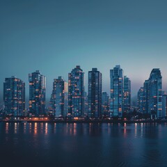 Fototapeta premium Glowing Cityscape: Real Estate Website Background