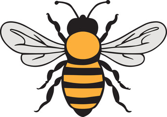 Bee silhouette black vector flat illustration. Honey Bee icon, honey bee silhouette on white background.  black and white, silhouette bee collection. Vector illustration for drawing.