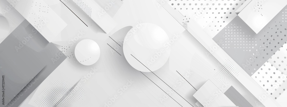 Poster white background with geometric shapes, in the style of white and grey gradient generative ai