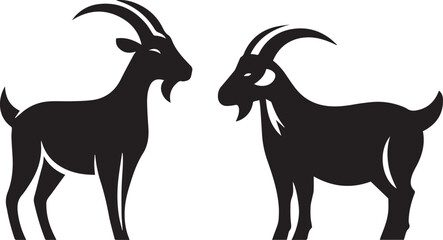 Goat silhouette icon symbol logo black design vector illustration. Goat Silhouette. goat vector.