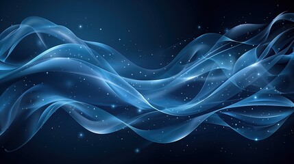 A blue abstract background featuring waves and stars creating a dynamic and colorful display