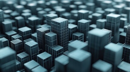 Fototapeta premium A large group of buildings towering above the ground, seemingly suspended in mid-air, creating a surreal urban landscape