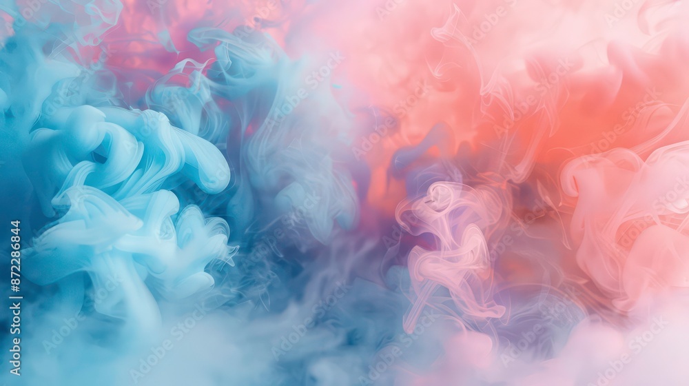 Poster vibrant and ethereal abstract smoke clouds with dreamy and surreal patterns in colorful and fluid mo