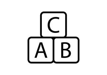 Icono negro de juego infantil de bloques con letras