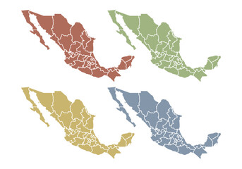 Mapa de Méjico rojo, verde, amarillo y azul © Gabrieuskal