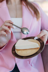 woman, food, cooking, kitchen, hand, people, cook, hands, eating, restaurant, cake, manicure, cheesecake