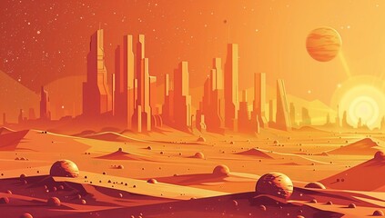 Futuristic Cityscape on an Alien Planet