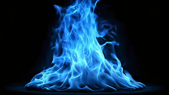 Blue Flame on Black Background