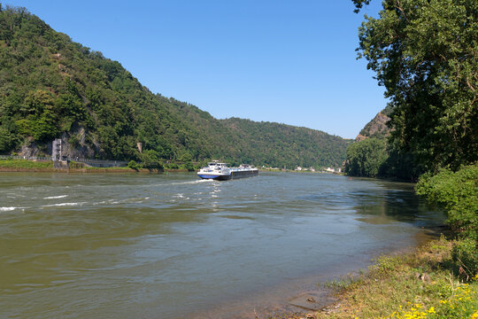 Rhein vor den Loreleyfelsen, Aufnahme: 27.06.2024