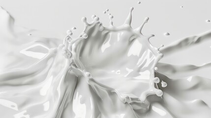 White milk cream splash on white background. Generative AI