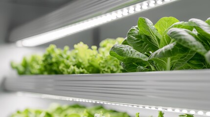 A hydroponic farm setup with LED lighting, showcasing advanced techniques in plant cultivation and sustainable agronomy