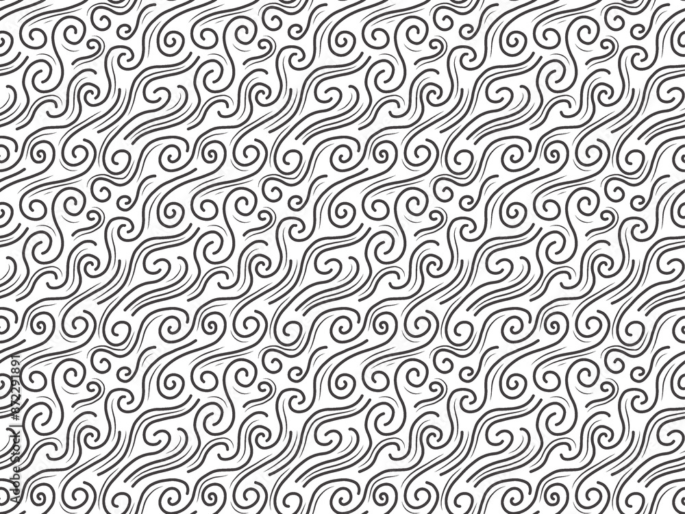 Poster abstract seamless line art pattern. monochrome repeating linear seamless pattern with abstract wavy 