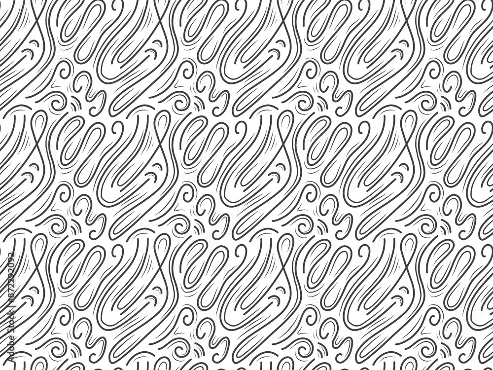 Poster abstract seamless line art pattern. monochrome repeating linear seamless pattern with abstract wavy 