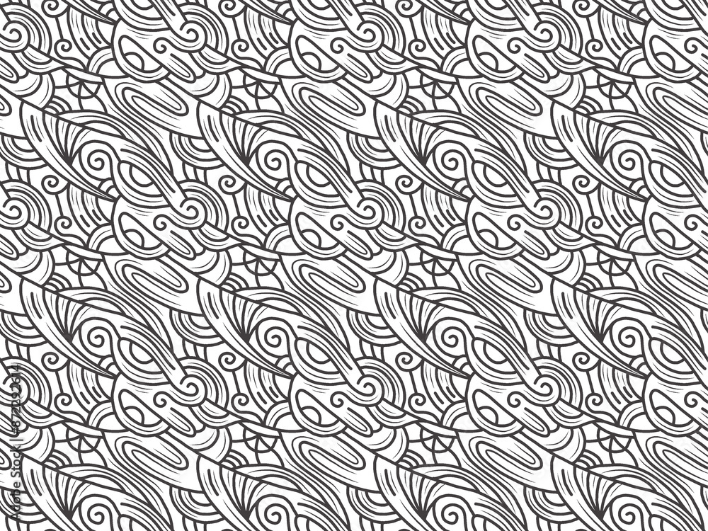 Poster abstract seamless line art pattern. monochrome repeating linear seamless pattern with abstract wavy 