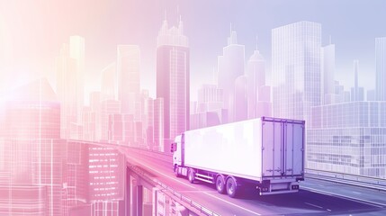 Abstract truck illustration in vibrant colors.