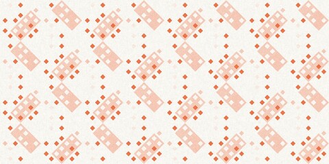 Simple glitch geometric seamless abstract border with playful woven peach color. Bright whimsical gender neutral bold irregular shape textile Cotton effect banner.