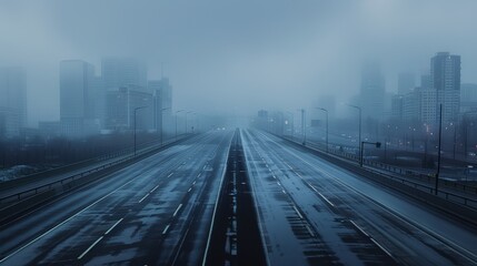 Fototapeta premium An empty highway stretching through the city
