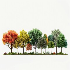 AI Monitoring Tree Growth for Reforestation Diversity on White Background