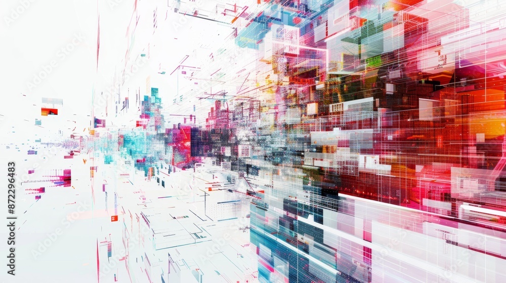 Poster abstract technology background depicting modern data flowing