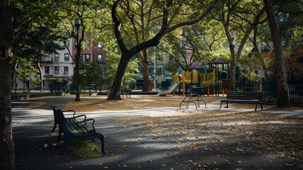 Obraz premium An empty park in the heart of the city