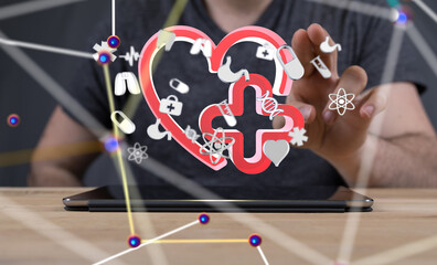 digital medical futuristic interface 3D rendering