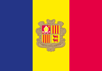 Flag of Andorra. Vector flag with official colors and correct proportion
