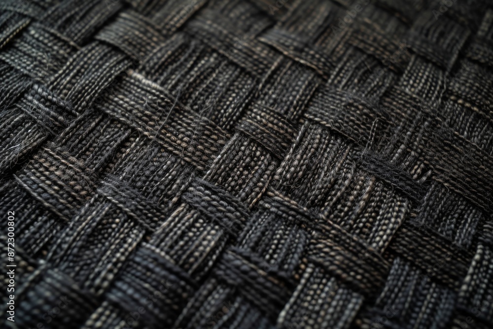 Aufkleber a close up of a black and white woven fabric, the intricate cross-hatch pattern of a charcoal fabric