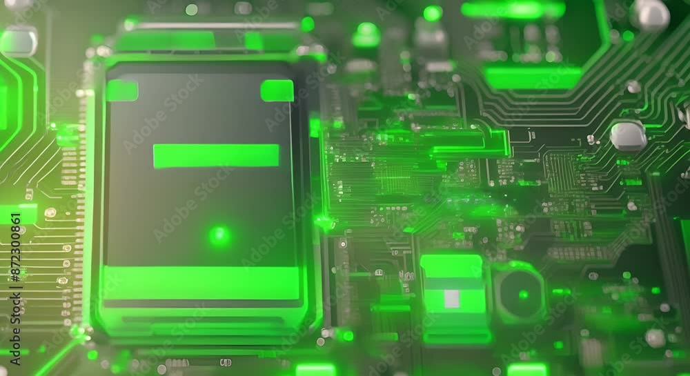 Poster green circuit board computer technologies background 4k animation