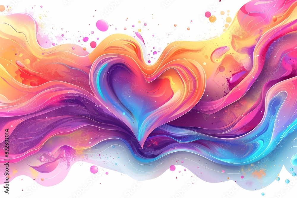 Aufkleber abstract colorful waves forming a heart representing love and creativity in a vibrant dynamic settin