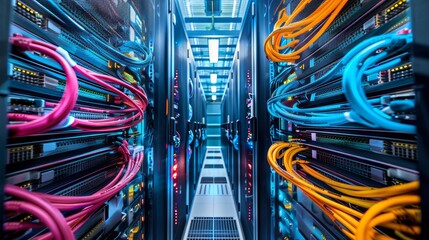 An image showing the inside of a modern data center