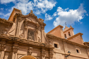 Fototapeta premium Side facade of the baroque church of the Convent of Santa Ana in Murcia, Spain, in daylight