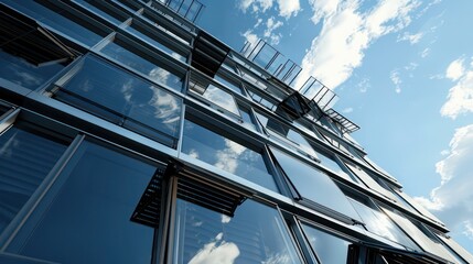 high-end residential building with smart energy-efficient windows that automatically adjust shading and transparency based on the position of the sun