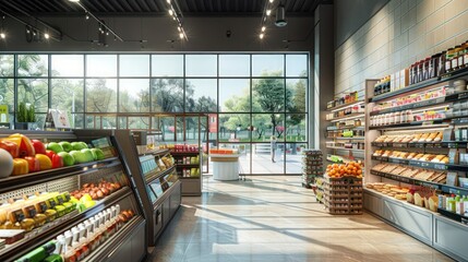 Fototapeta premium high-end retail store with energy-efficient windows that enhance natural lighting and visibility of products, attracting more customers and reducing cooling costs