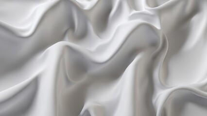 Fototapeta premium A close-up photo of luxurious white silk fabric with a subtle shimmer. The soft, flowing folds create an elegant abstract pattern, perfect for backgrounds, design projects