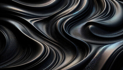 Fototapeta premium Abstract Smooth Flowing Wave-Like Shapes in Black with Sparkling Details 
