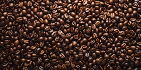 Fototapeta premium Top view, coffee beans background