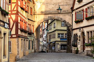 Medieval old street in Rothenburg ob der Tauber