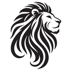 Obraz premium a black and white lion head with a long mane