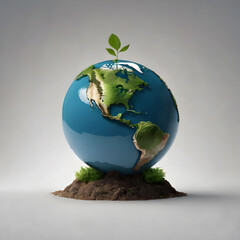 Earth day concept logo icon on white background, World environment day. Generative AI