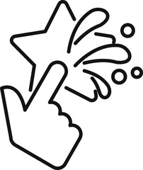 Hand is touching a rating star and water is splashing, giving a sense of freshness and cleanliness
