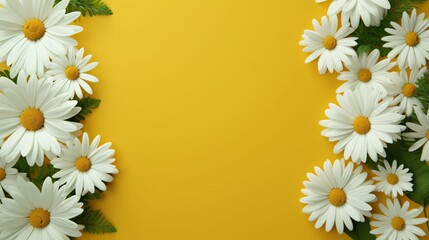 white daisies on a yellow background
