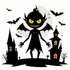  halloween pumpkin head, black cat ,cat cartoon,halloween castle with bats,jack o lantern,
